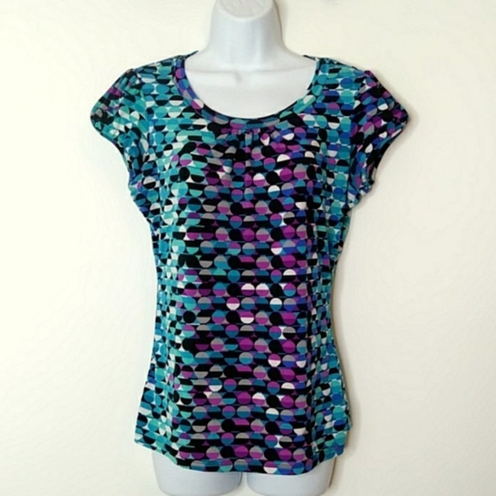 2/$24 Worthington Purple and Blue Print Top Size S